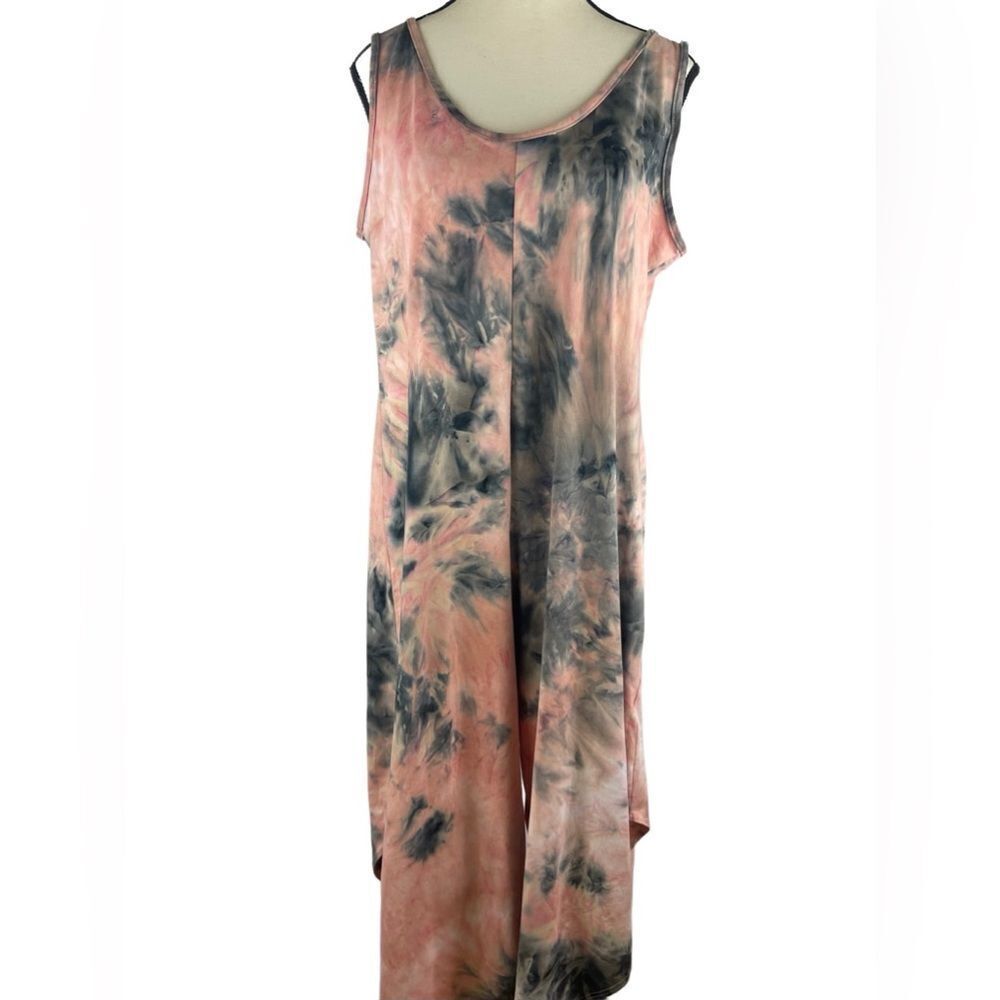 Pink Grey Tie Dye Sleeveless‎ Harem Jumpsuit Scoop Neck Relaxed Piece 390